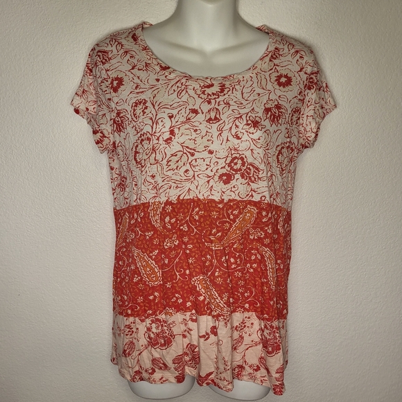 Lucky Brand Short Sleeve Zipper Back Top size Small - Picture 1 of 8
